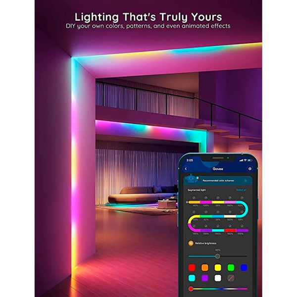 Govee RGBIC Basic Wi-Fi + Bluetooth LED Strip Lights - 10m - Hvid For Sale