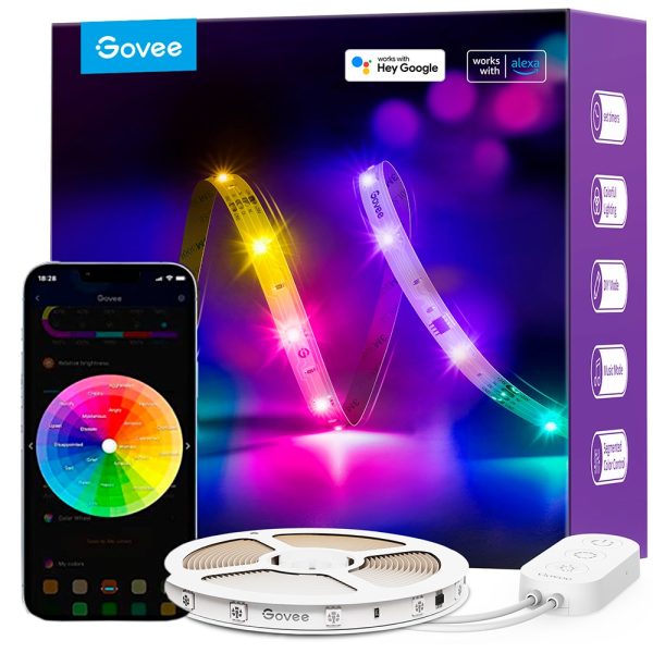 Govee RGBIC Basic Wi-Fi + Bluetooth LED Strip Lights - 10m - Hvid For Sale