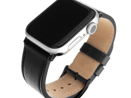 Apple Watch (42 44 SE 45 46 49mm) Fixed Ægte Læder Rem - Sort Online now