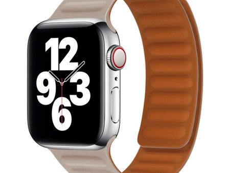 Apple Watch (38 40 SE 41 42mm) Lippa Magnetisk Læder Rem - Beige Sale