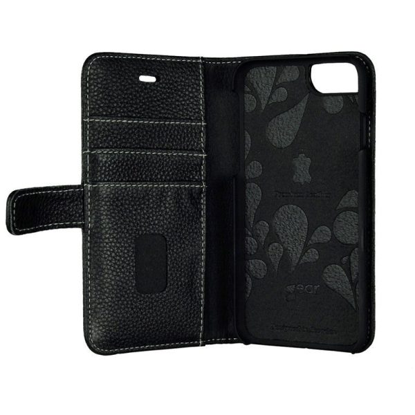 iPhone SE (2022   2020)   8   7   6s   6 GEAR ONSALA Wallet Ægte Læder Cover Sort Hot on Sale