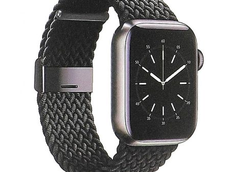 Apple Watch (38 40 SE 41 42mm) GEAR Flettet Urrem Strækbar - Sort Discount