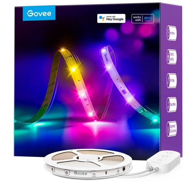 Govee RGBIC Basic Wi-Fi + Bluetooth LED Strip Lights - 10m - Hvid For Sale