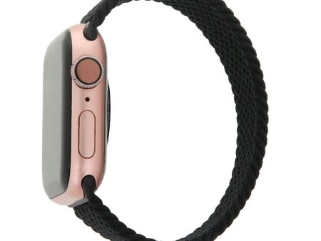 Apple Watch (38 40 SE 41 42mm) Elastisk Stof Rem - Str. XS - Sort For Sale