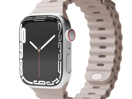 Apple Watch (38 40 SE 41 42mm) Vonmählen Wave Band Silikone Rem - Cream For Sale