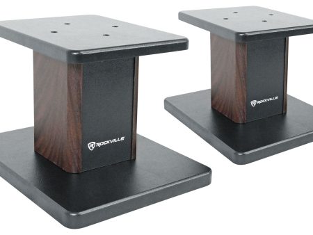 (2) 8” Dark Wood Bookshelf Speaker Stands For Edifier R2000DB Bookshelf Speakers Sale