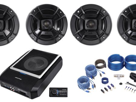 ALPINE PWD-X5 Slim Under-Seat Powered Subwoofer+Wire Kit+Polk 6.5+5.25  Speakers Discount