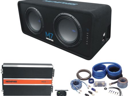 Memphis Audio M7E12D1 M7 Dual 12  3000w Car Subwoofers+Enclosure Box+Amplifier For Discount