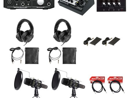 Mackie 2-Person Podcast Podcasting Recording Kit w  EM-89D Mics+Stands+Headphones Sale