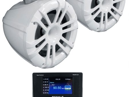 2) Memphis MXA82TW White 8  Marine Wakeboard Tower Speakers+4-Zone Boat Receiver For Sale