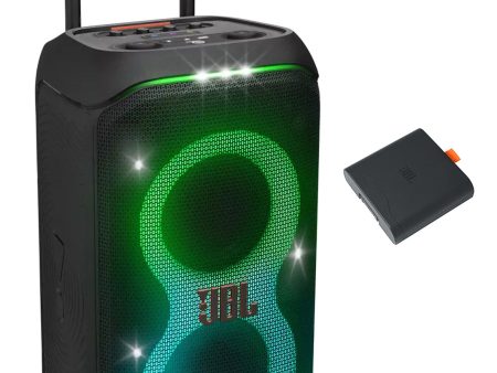 JBL PartyBox Stage 320 Portable LED Party Speaker w 18 Hour Battery+2nd Battery For Sale