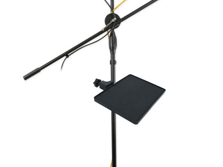 Rockville GIGSTAND DUAL Microphone Stand with (2) Mic Clips+Clamp-On Tray Shelf For Sale