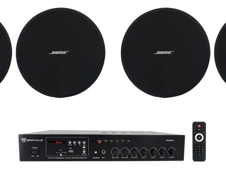 (4) Bose DM2C-LP Black 70V 2.25  Commercial Ceiling Speakers+Amp For Bar Cafe For Cheap