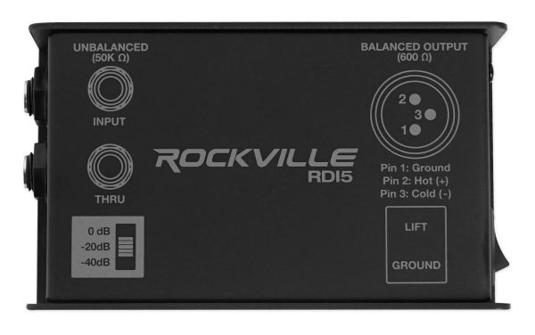 Rockville RDI5 DI Box Converts Guitar Instrument Signal to Balanced Line Level Online