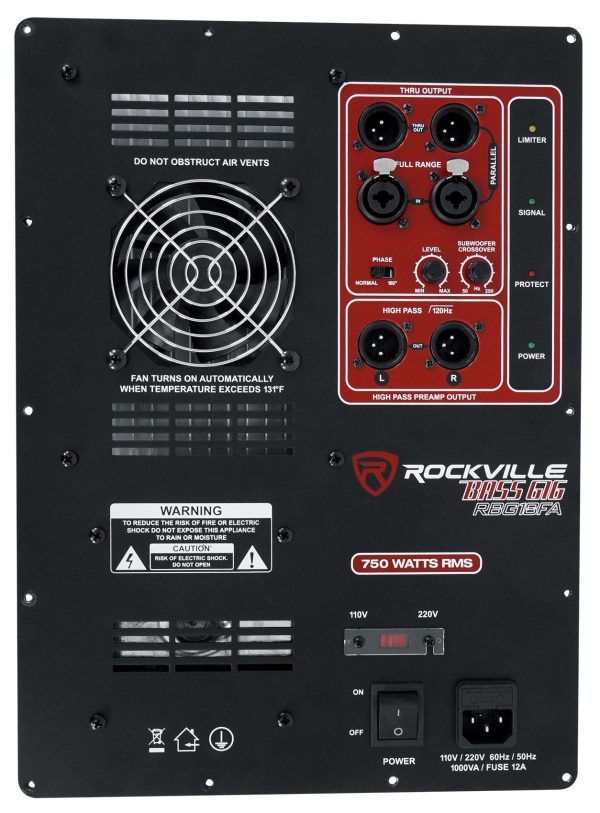 Rockville RBG18FA BOX 2 750w RMS High Powered Subwoofer Amp Plate with Crossover Controls For Discount