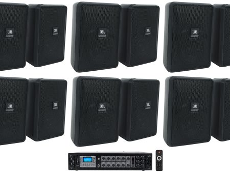 (12) JBL Control 23-1 Black 3  Indoor Outdoor 70v Commercial Wall Speakers + Amp For Discount