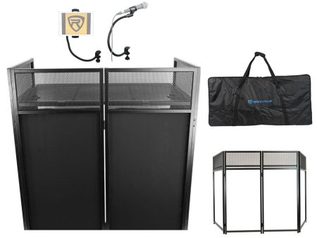 Rockville ROCKBOOTH XL DJ Facade w Table+Bag+Scrim+Gooseneck Tablet+Mic Stands Fashion