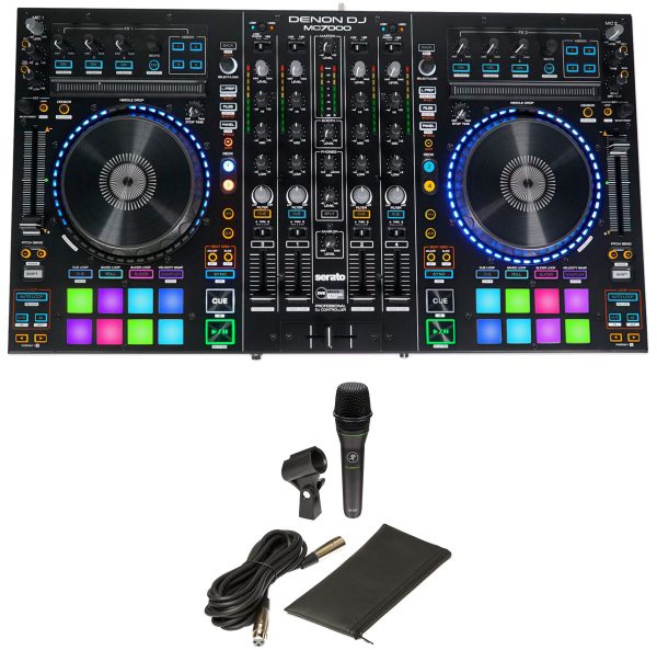 DENON MC7000 4-Channel Digital Mixer, Serato DJ Controller+Mackie Microphone For Sale