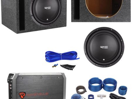 RE Audio REX12S4 V2 12  200W RMS Car Subwoofer+Vented Sub Box+Amplifier+Amp Kit For Sale