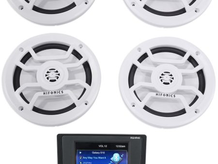 Rockville RGHR45 4 Zone Marine Receiver w Bluetooth+(4) Hifonics 6.5  Speakers For Discount