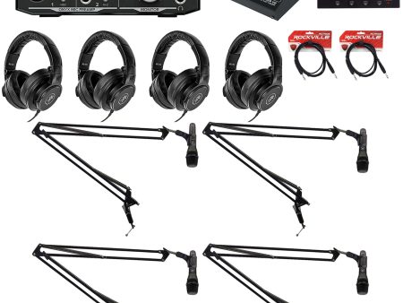 Mackie 4-Person Podcast Podcasting Recording Kit w  EM-89D Mics+Booms+Headphones Online