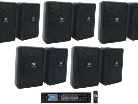 (10) JBL Control 23-1 Black 3  Indoor Outdoor 70v Commercial Wall Speakers + Amp Hot on Sale