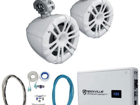 (2) Memphis MXA82TW White 8  Marine Wakeboard Tower Speakers+Amplifier+Amp Kit Online Sale