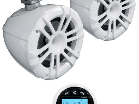 (2) Memphis MXA82TW White 8  Marine Wakeboard Tower Speakers+Bluetooth Receiver Online Sale