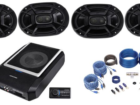 ALPINE PWD-X5 Slim Under-Seat Powered Subwoofer+Wire Kit+(4) Polk 6x9  Speakers Cheap