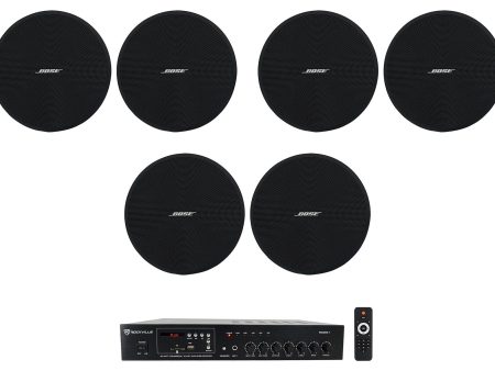 (6) Bose DM2C-LP Black 70V 2.25  Commercial Ceiling Speakers+Amp For Restaurant For Cheap