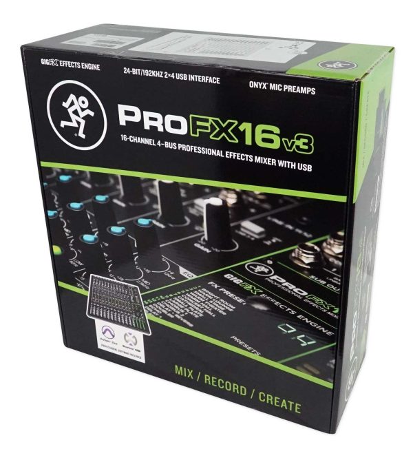 Mackie ProFX16v3 16-Channel 4-Bus Professional Effects Mixer w USB ProFX16 v3 For Sale