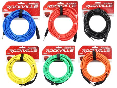 6 Rockville 30  Male REAN XLR to 1 4   TRS Balanced Cable OFC (6 Colors) Online Hot Sale