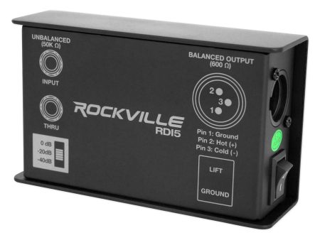 Rockville RDI5 DI Box Converts Guitar Instrument Signal to Balanced Line Level Online