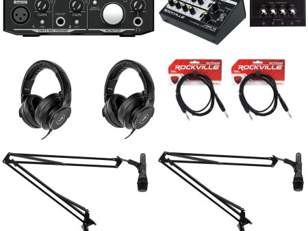 Mackie 2-Person Podcast Podcasting Recording Kit w  EM-89D Mics+Booms+Headphones Cheap