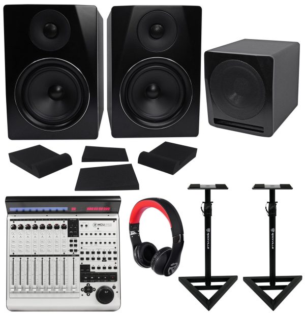 Mackie MCU Pro 8-ch. DAW Controller w  USB MIDI MCUPRO+Monitors+Sub+Stands+Pads Fashion