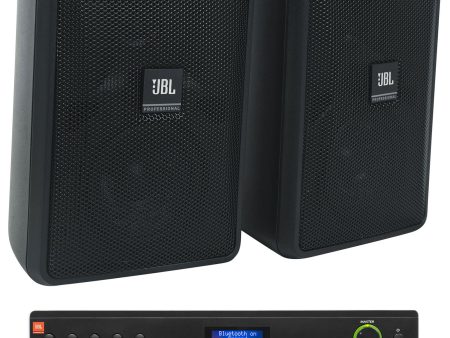 (2) JBL Control 23-1 Black 3  Indoor Outdoor 70v Commercial Wall Speakers + Amp Online now