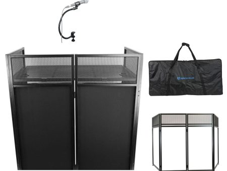 Rockville ROCKBOOTH XL DJ Booth Event Facade+Table+Bag+Scrim+Gooseneck Mic Stand Online