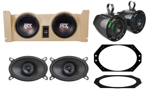 (2) 10  MTX Subs+Tan Box+Front+Rollbar Speakers+Amp For 1997-06 Jeep Wrangler TJ Hot on Sale