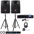 Numark MP103USB Pro Rack Mount DJ CD Player+2) Active Speakers+Stands+Headphones Sale