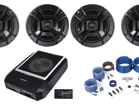 ALPINE PWD-X5 Slim Under-Seat Powered Subwoofer+Wire Kit+(4) Polk 6.5  Speakers Supply