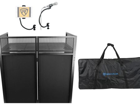 Rockville ROCKBOOTH DJ Booth Facade+Table+Bag+Scrims+Gooseneck Tablet+Mic Stand Hot on Sale