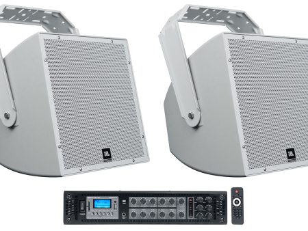 (2) JBL AWC129 12  200w Indoor Outdoor 70V Commercial Speakers + Amplifier Online now