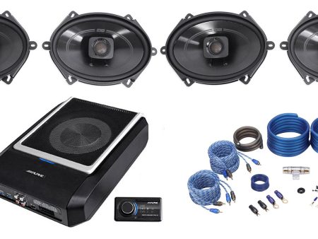 ALPINE PWD-X5 Slim Under-Seat Powered Subwoofer+Wire Kit+(4) Polk 5x7  Speakers For Discount