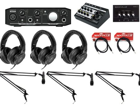 Mackie 3-Person Podcast Podcasting Recording Kit w  EM-89D Mics+Booms+Headphones Online