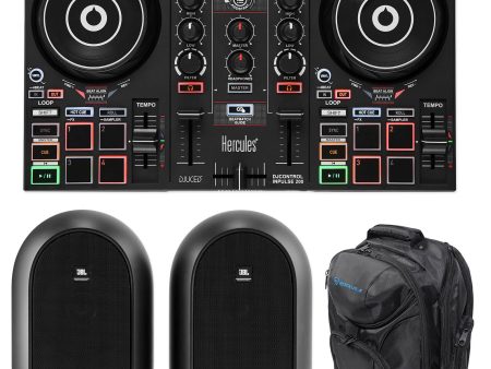 Hercules DJ CONTROL INPULSE 200 4-Pad Serato DJ Controller+JBL Monitors+Backpack on Sale