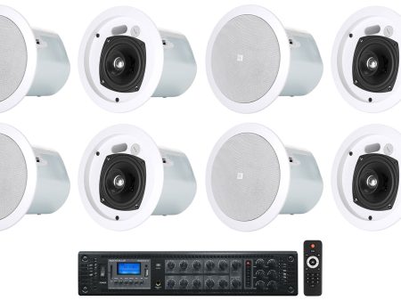 (8) JBL Control 24CT 4  70v Commercial Restaurant Bar White Ceiling Speakers+Amp Online Hot Sale