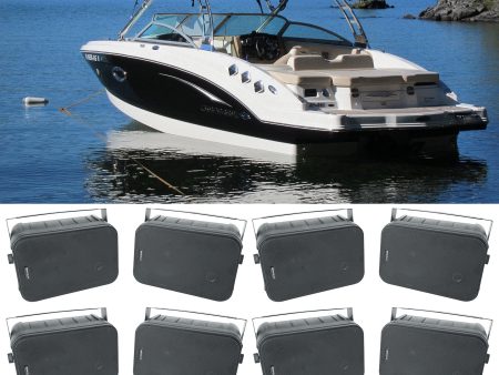 (10) Rockville HP65S-8 6.5  Black Marine Box Speakers with Swivel Bracket For Boats on Sale