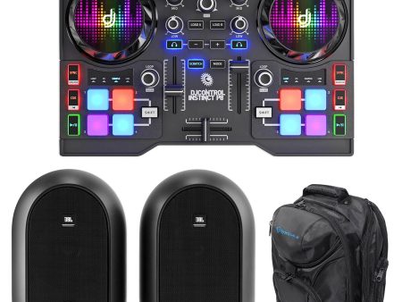 Hercules Instinct P8 2-Deck USB DJ Controller+Pads Lights+JBL Monitors+Backpack For Sale