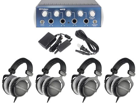 4) Beyerdynamic DT-770-PRO-250 Studio Tracking Headphones+Presonus Headphone Amp Fashion