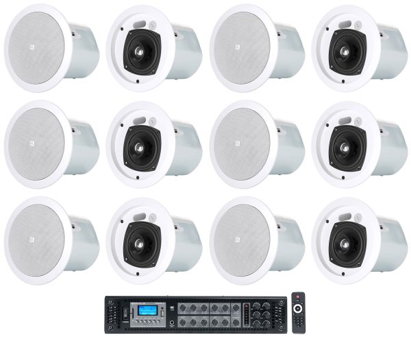 12) JBL Control 24CT 4  70v Commercial Restaurant Bar White Ceiling Speakers+Amp Online Hot Sale